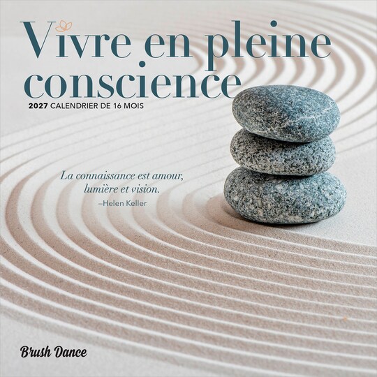 Brush Dance; Vivre en pleine conscience | 2027 7 x 14 Inch (Hanging) Monthly Mini Wall Calendar | French Language; Category:Wall Calendars; Image:1